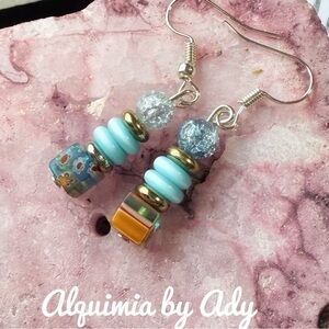 Alquimia Blue and gold Artisanal Earrings